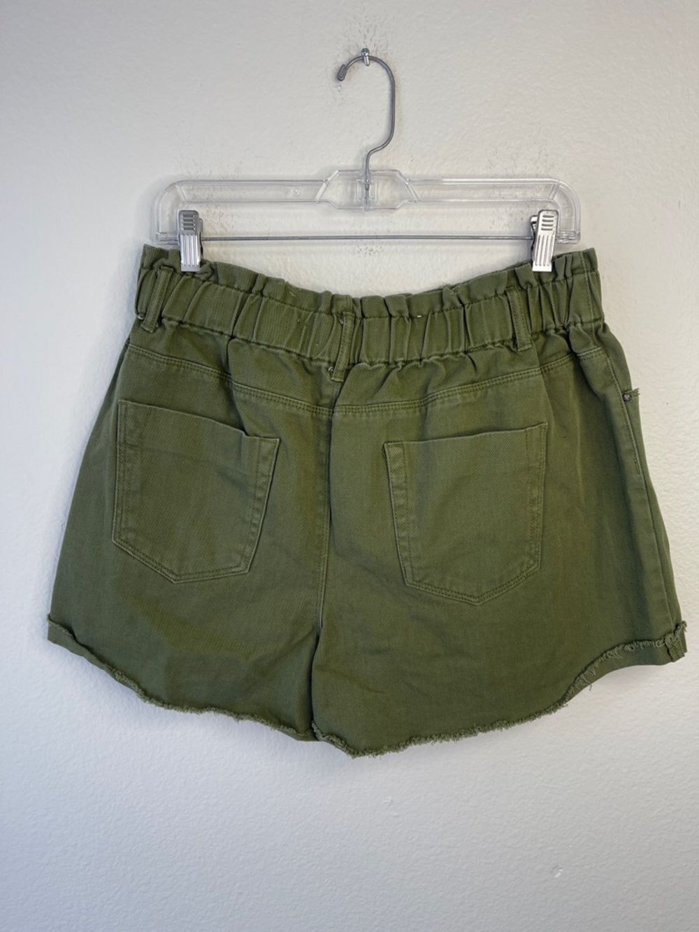 High-Rise Olive Green Paperbag Waist Shorts - Picture 2 of 2